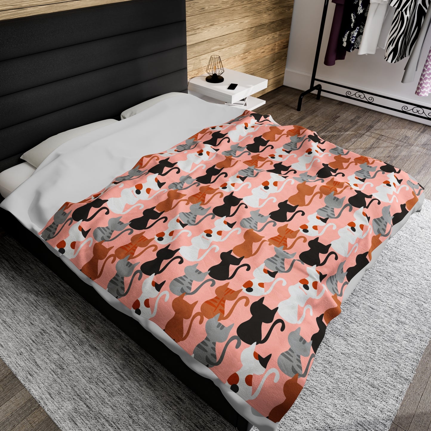 Pink Cats Velveteen Plush Blanket