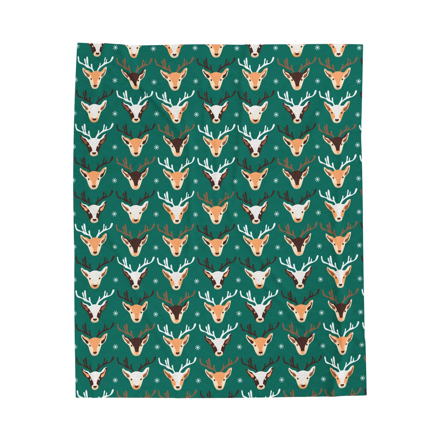 Christmas Reindeer Plush Blanket - Green
