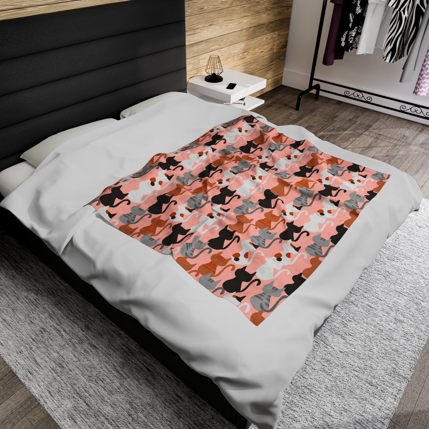 Pink Cats Velveteen Plush Blanket