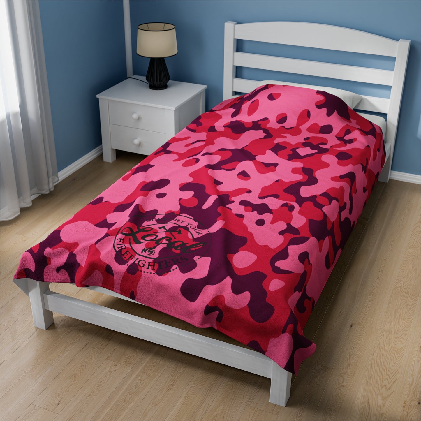Pink Camo - Support your local Firefighter Plush Blanket