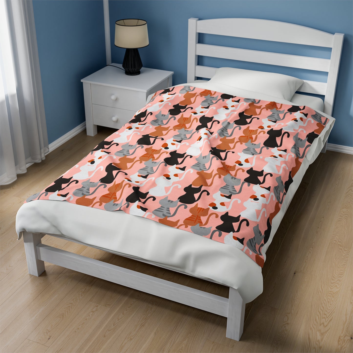 Pink Cats Velveteen Plush Blanket