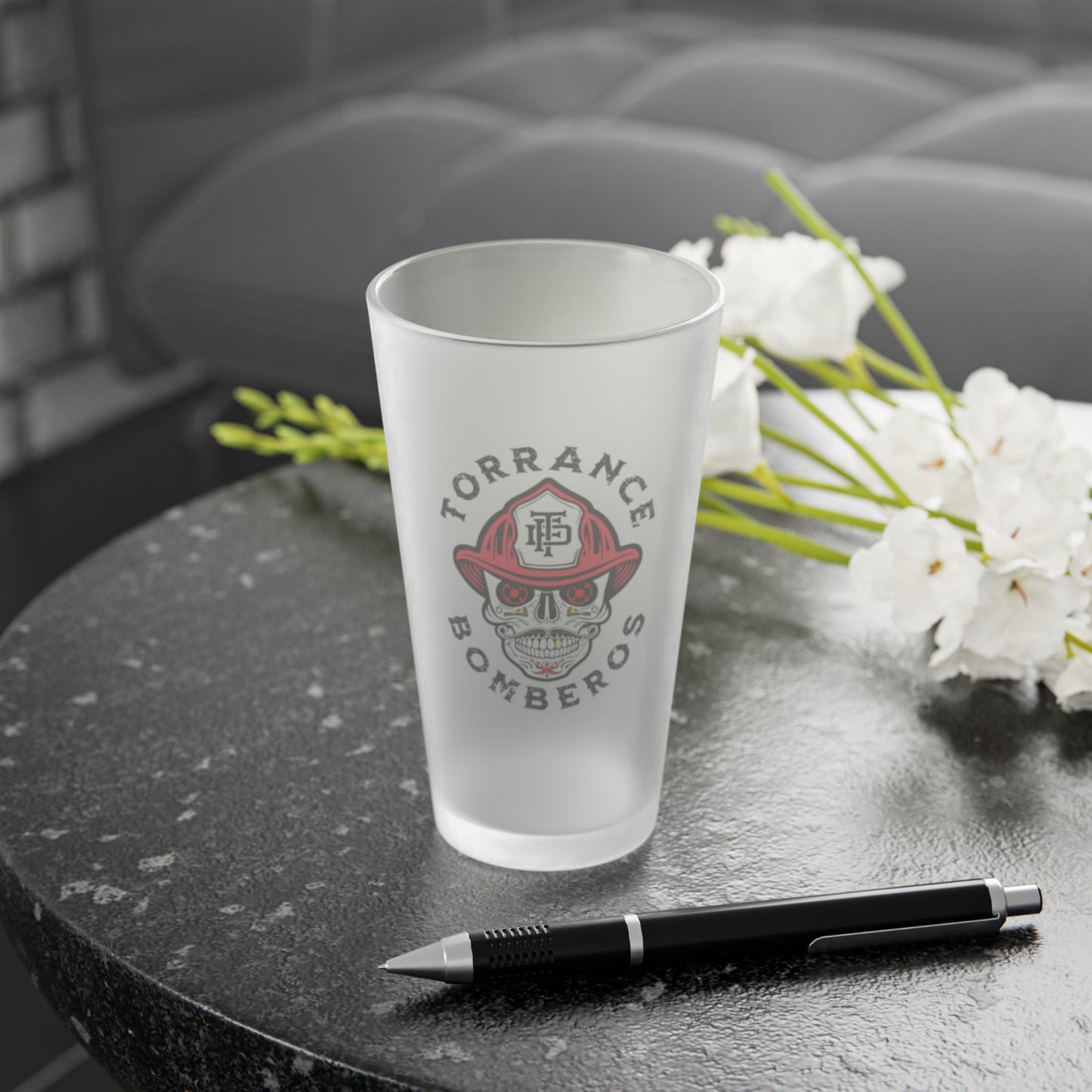 Bomberos Frosted Pint Glass, 16oz