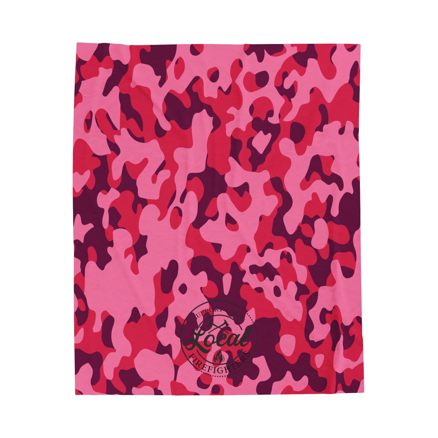 Pink Camo - Support your local Firefighter Plush Blanket