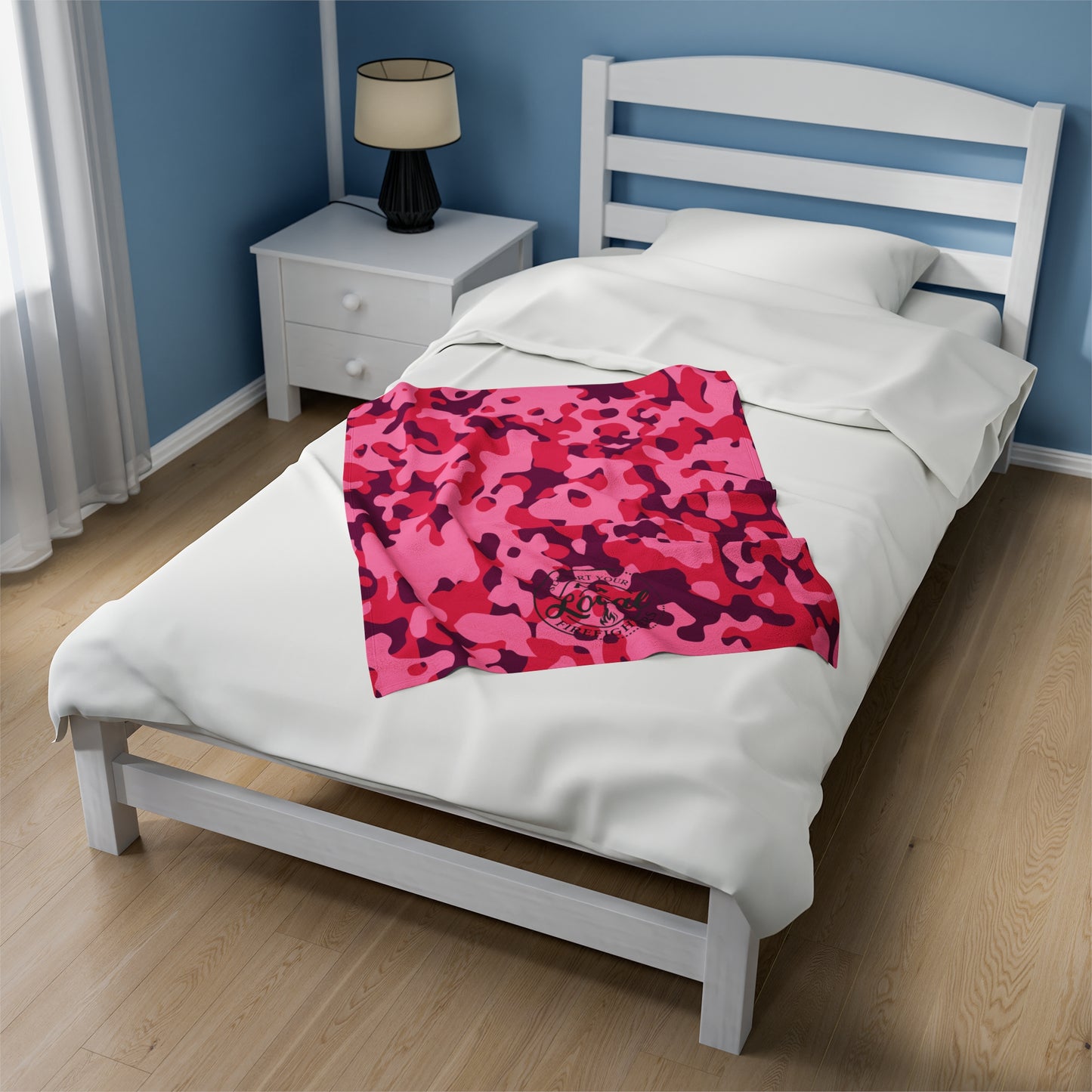 Pink Camo - Support your local Firefighter Plush Blanket