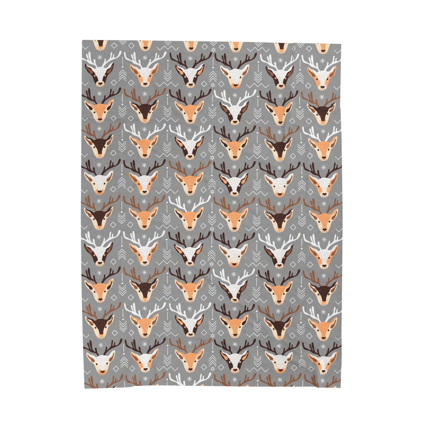 Christmas Reindeer Plush Blanket - Grey