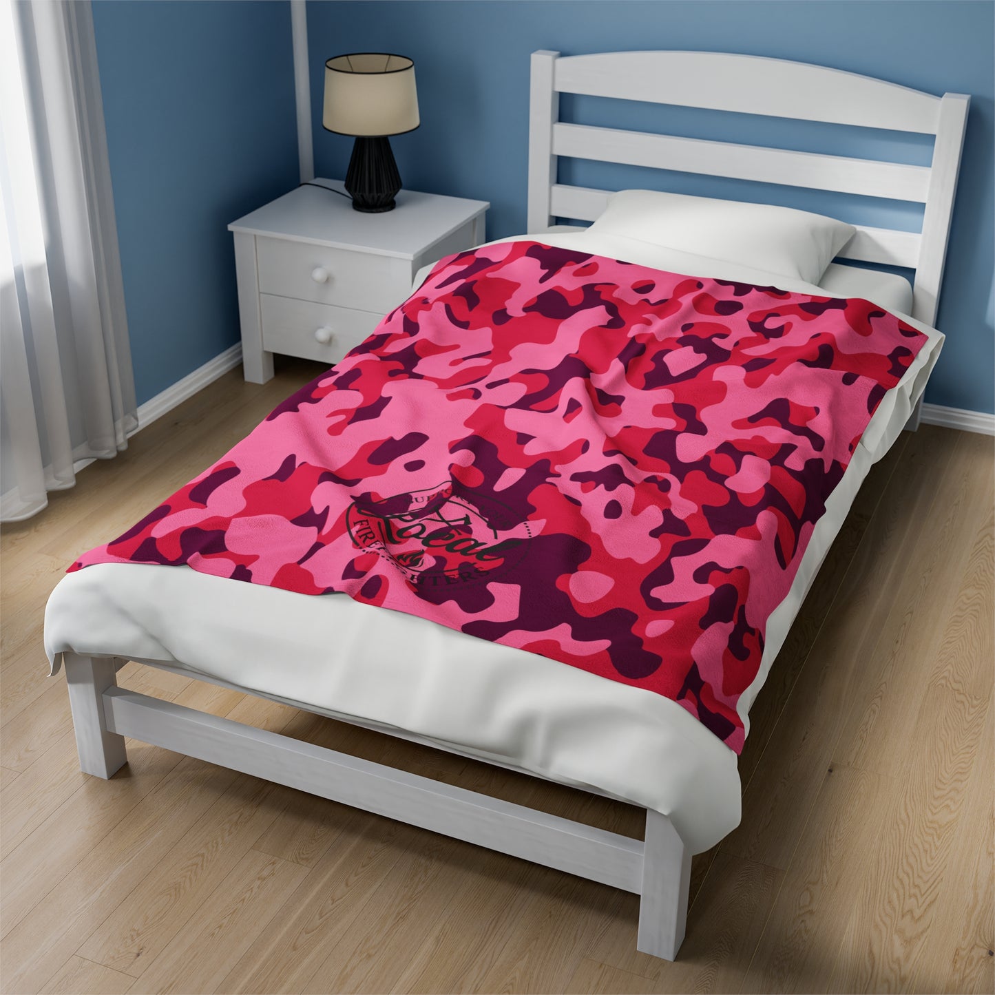 Pink Camo - Support your local Firefighter Plush Blanket