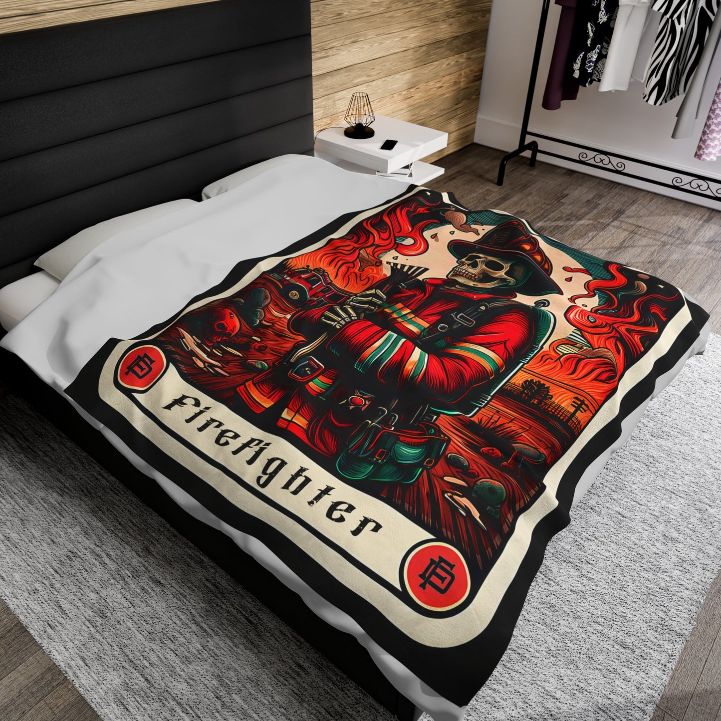 Firefighter Tarot Card Plush Blanket