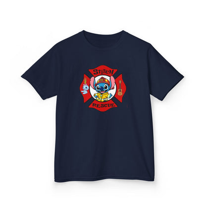 Stitch Rescue Kids Tee - Fun Firefighter Graphic Shirt for Little Heroes