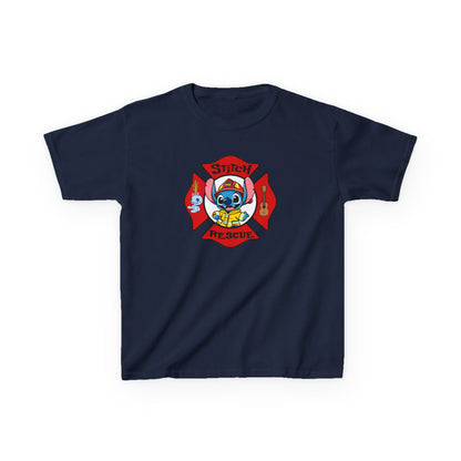 Stitch Rescue Kids Tee - Fun Firefighter Graphic Shirt for Little Heroes